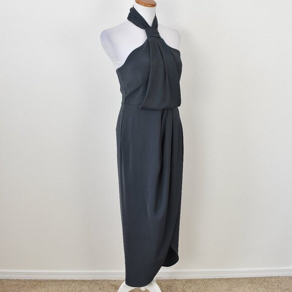 Shona Joy Core Knot Draped Halter Dress Gray - 6 - Picture 10 of 11